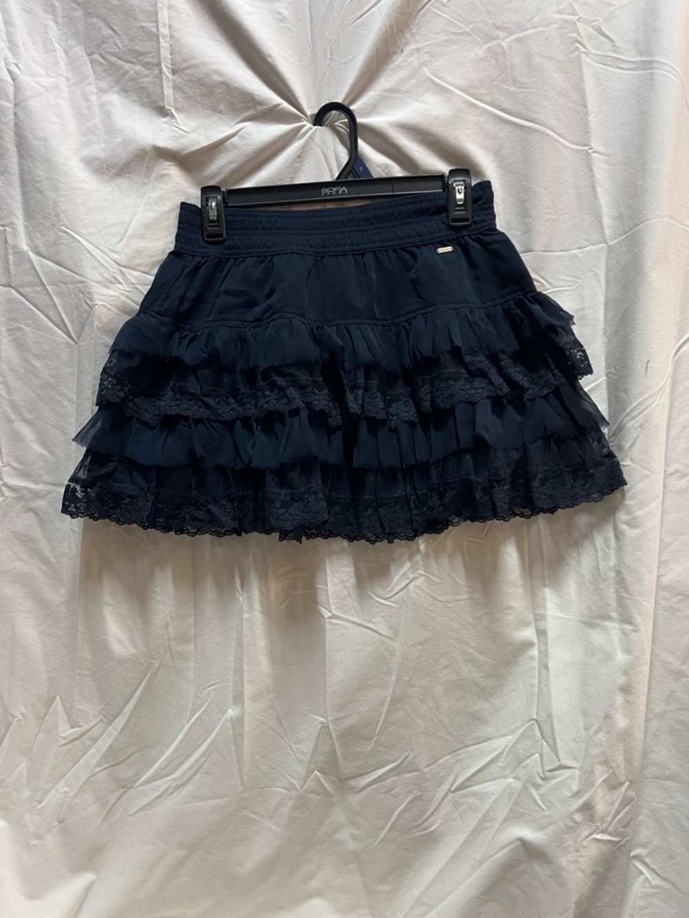 Gilly Hicks Black Tiered Lace Ruffle Mini Skirt